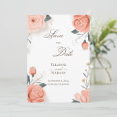 赤バラと夏の春日付を保存 招待状 (スタンド正面)