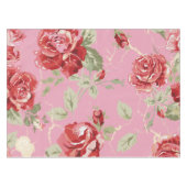 赤バラと白クラシックプリントテーブルクロス テーブルクロス (正面(横))