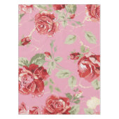 赤バラと白クラシックプリントテーブルクロス テーブルクロス (正面)