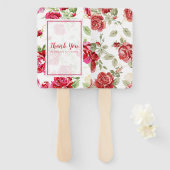 赤バラと白クラシックプリントハンドファン ハンドファン (正面&裏面)