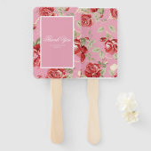 赤バラと白クラシックプリントハンドファン ハンドファン (正面&裏面)