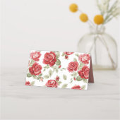 赤バラと白クラシックプリント プレイスカード (裏面)