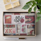 赤バラと赤をテーマにしたコラージュ、かわいらし女の子など 薄葉紙 (ギフト)