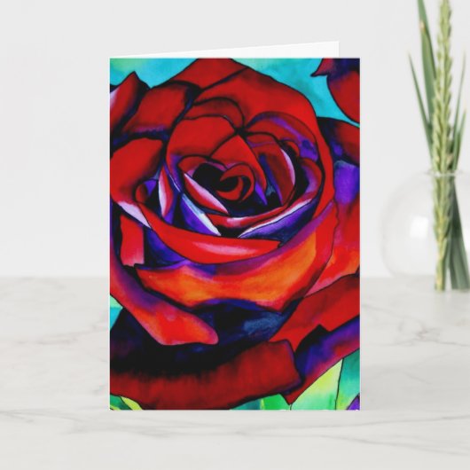 赤バラのマクロフラワーバレンタインデー シーズンカード (正面)