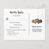 赤バラひまわりウェディング素朴RSVPポストカード インビテーションポストカード (裏面)