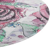 赤バラフローラ女性ガラスの板 カッティングボード (角)