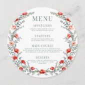 赤バラリース緑ラウンドメニューカードプレート メニュー (正面)