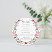 赤バラリース緑ラウンドメニューカードプレート メニュー (スタンド正面)