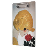 赤バラ付き婦人美しいファッション クリップボード (左)