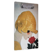 赤バラ付き婦人美しいファッション クリップボード (右)