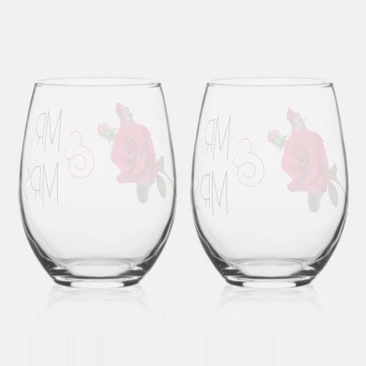 赤バラ夫妻のガラス結婚製品 ステムなしワイングラス (裏面)