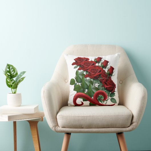 赤バラ枕 クッション (椅子)