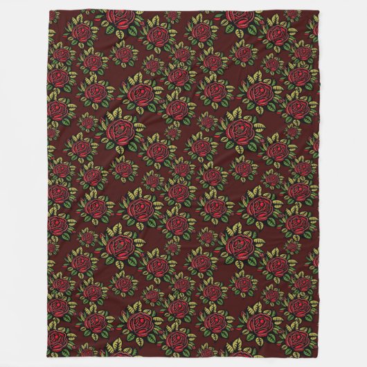 赤バラ毛布 フリースブランケット (正面)