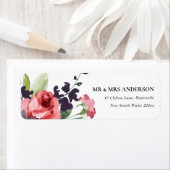 赤バラ牡丹ユーカリプタスフローラウォーター色アドレス ラベル (インサイチュ)