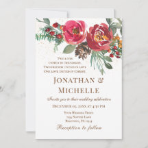 赤バラ緑の冬のクリスチャン結婚ズ