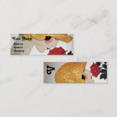 赤バラ美しいファッション衣装デザイナー付き女性 スキニー名刺 (正面/裏面)