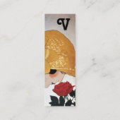 赤バラ美しいファッション衣装デザイナー付き女性 スキニー名刺 (裏面)