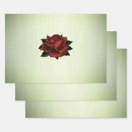 赤バラ色ゴシック風のグリーンラッピングシート ラッピングペーパーシート