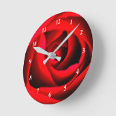 赤バラ花アクリル壁時計 ラウンド壁時計 (傾斜)