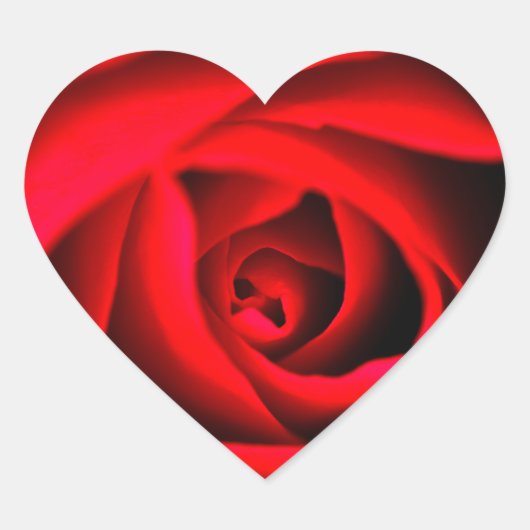 赤バラ花シール ハートシール (正面)