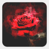 赤バラ花水色 – bb スクエアシール (正面)