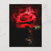 赤バラ花水色 – bb ポストカード (正面)