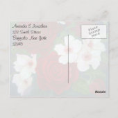 赤バラ花油絵付きありがとう ポストカード (裏面)