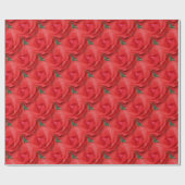赤バラ花自然模様 ラッピングペーパー (フラット)
