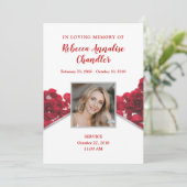 赤バラ葬儀記念カード 招待状 (スタンド正面)