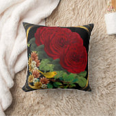 赤バラ鳥まくら クッション (ブランケット)