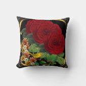 赤バラ鳥まくら クッション (正面)