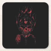 赤バラ スクエアペーパーコースター (正面)