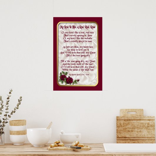 赤バラ ポスター (キッチン)