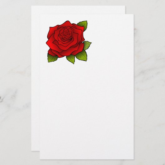 赤バラ 便箋 (正面/裏面)
