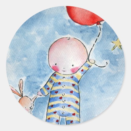 赤バルーンステッカー ラウンドシール (正面)