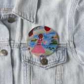 赤バルーンバッジ付き少女 缶バッジ (インサイチュ)