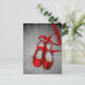 赤バレエ靴はがき付き白いツツ ポストカード (スタンド正面)