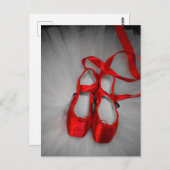 赤バレエ靴はがき付き白いツツ ポストカード (正面/裏面)