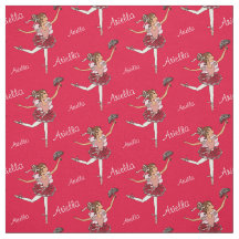 赤バレリーナ濃い髪の女の子カスタムの生地