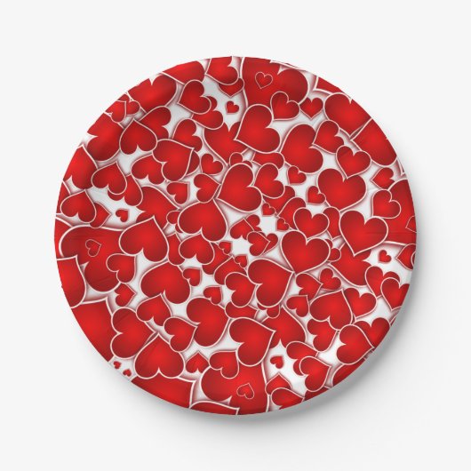 赤バレンタインデーパーティー ペーパープレート (正面)
