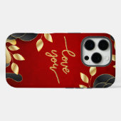 赤バレンタインデー愛するフローラ枠 Case-Mate iPhoneケース (裏面 (横))