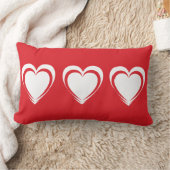赤バレンタインデー枕と白ハート ランバークッション (ブランケット)
