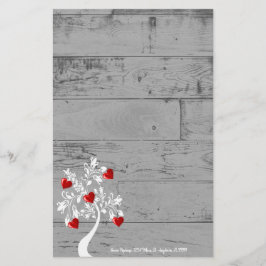 赤バレンタインハートの木パーソナライズされた文具 便箋