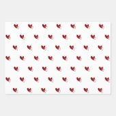 赤バレンタインハートオンホワイト ラッピングペーパーシート (正面3)