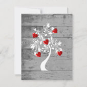 赤バレンタインハートツリーフラットノートカード ノートカード (裏面)