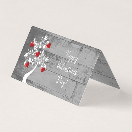 赤バレンタインハートツリー折り畳みカード (正面)