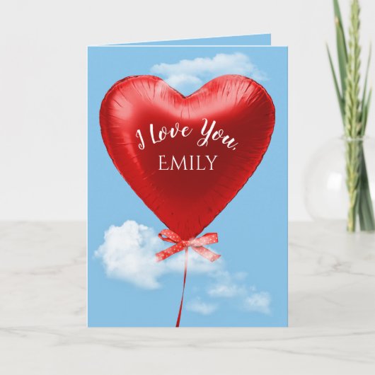 赤バレンタインハートバルーン カード (正面)