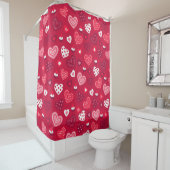 赤バレンタインハートパターン シャワーカーテン (インサイチュ)