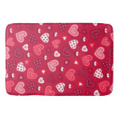赤バレンタインハートパターン バスマット (正面)