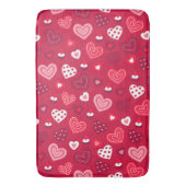 赤バレンタインハートパターン バスマット (正面縦)